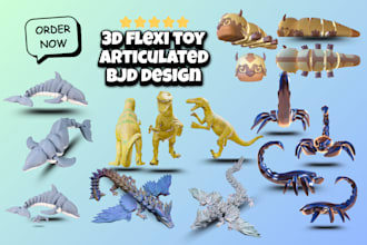 flexi toy model, 3d flexi animals, dragon model, bjd toy design for 3d printing