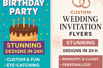 make eye catching invitation flyer for birthday and wedding