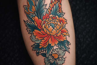 draw sleeve tattoo design in geometric style