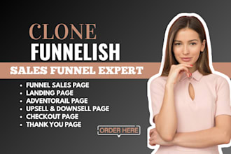 clone shopify landing page, replo, checkout page, salesfunnel page, on funnelish