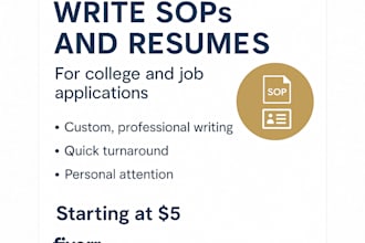 write sops and resumes for college and job applications