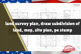 do land survey plan, draw subdivision of land, mep, site plan, pe stamp