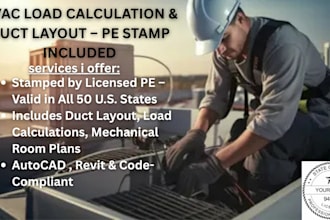 do hvac and plumbing design including load calculations and layout
