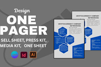 design one pager, business proposal, sales sheet, press kit, executive summary