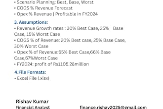 build a 5 year financial forecast with analysis and valuation model in excel