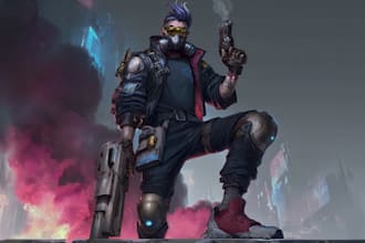 design cyberpunk and fantasy character splash art
