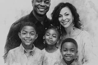 draw realistic pencil sketch of your family portrait