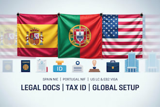 get spain nie, portugal nif, US llc, tax id, eb2 visa and file taxes