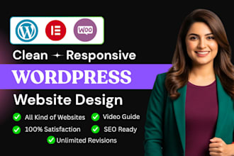 develop wordpress website or blog design on elementor pro bluehost godaddy