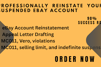 professionally reinstate your suspended ebay account mc011, vero, violation