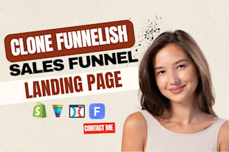 clone funnelish advertorial page, sales funnel with shopify landing page design