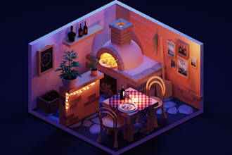 do isometric 3d modeling motion graphics sketchup environment game asset gym