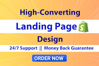 design shopify landing page, product landing page with pagefly, gempages