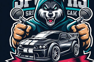 design high quality ports car mascot logo with t shirt design