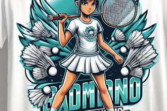 design high quality girls badminton logo with t shirt design