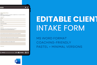 provide a customizable client intake form template for coaches or consult