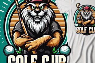 design high quality golf mascot logo with t shirt design