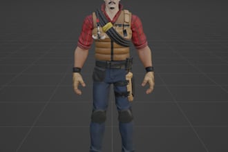 video games 3d model, cartoon character, 4k texture, ue5 rig for game, animation