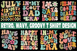 retro groovy wavy typography svg design for etsy and others