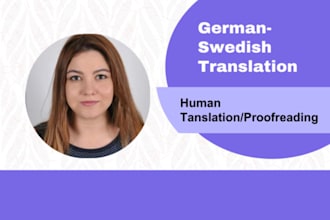 proofread translate from german to swedish best price good quality