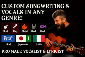 be your male jazz singer songwriter pop rock punk folk rap, techno, edm lyricist