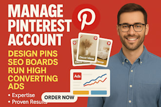 manage pinterest account design pins SEO boards run high converting ads expert