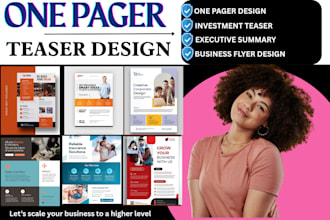 design one pager teaser, investment teaser executive summary, pamphlet flyer