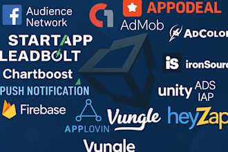 integrate admob ironsource and applovin ads in your unity game