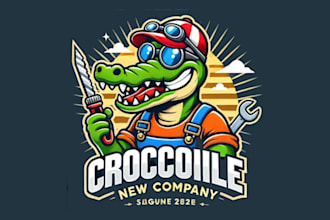 design mascot crocodile vintage badges logo