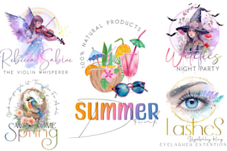design watercolor elegant feminine brand floral custom logo