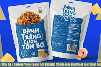 design mylar bag, pouch packaging, product label, and 3d mockup visuals