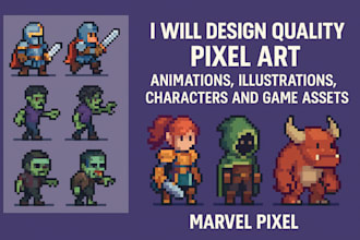 design quality pixel art animations, illustrations, character and game assets