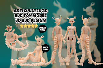 3d articulated model, 3d bjd model, bjd toy design, 3d flexi model, 3d bjd doll
