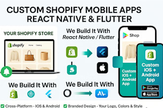 create or design your custom shopify mobile app using react native or flutter