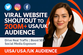 do shoutout promotion share website link viral to 200m USA UK twitter ig fb user