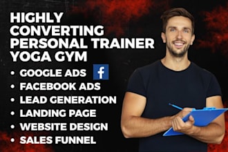 generate personal trainer leads gym landing page yoga trainer website