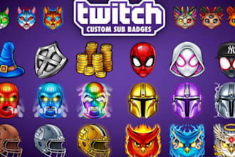 draw twitch emotes game sub badges vtuber mascot character design