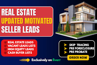 provide cash buyer list motivated seller real estate leads with skip tracing