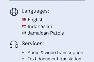 transcribe and translate in english, indonesian, and patois