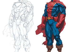 draw you a dc or marvel style comic book superhero character