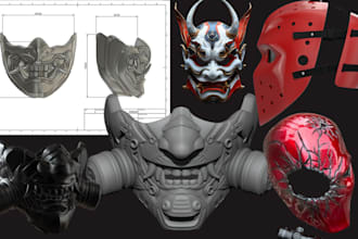 sculpt functional 3d mask, 3d helmet, 3d cosplay armor for 3d printing cosplay