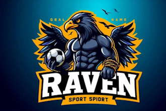creative raven sport mascot logo with new concept in 1 day