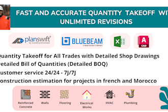 do quantity takeoff  for all building with planswift, blubeam
