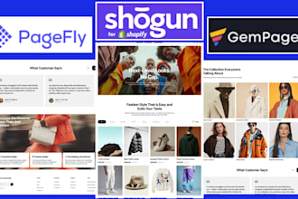 build shopify dropshipping store, pagefly, reply, gempages, shogun landing pages