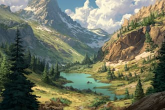 illustrate environments, landscapes, board game, concept art