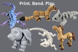 design flexible 3d animal toys articulated fidget creature stl flexi model flexi