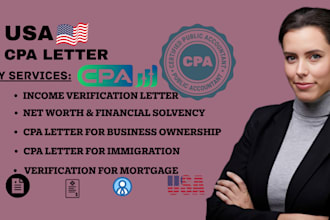 build a US CPA profit loss, financial statement, CPA letter