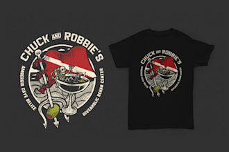 draw custom skull and skeleton art for t shirts logo design