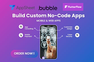 build custom no code apps using appsheet, bubble, flutterflow, adalo, and glide