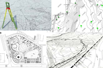 do topographic survey, land surveying map, contours map, from point topo data